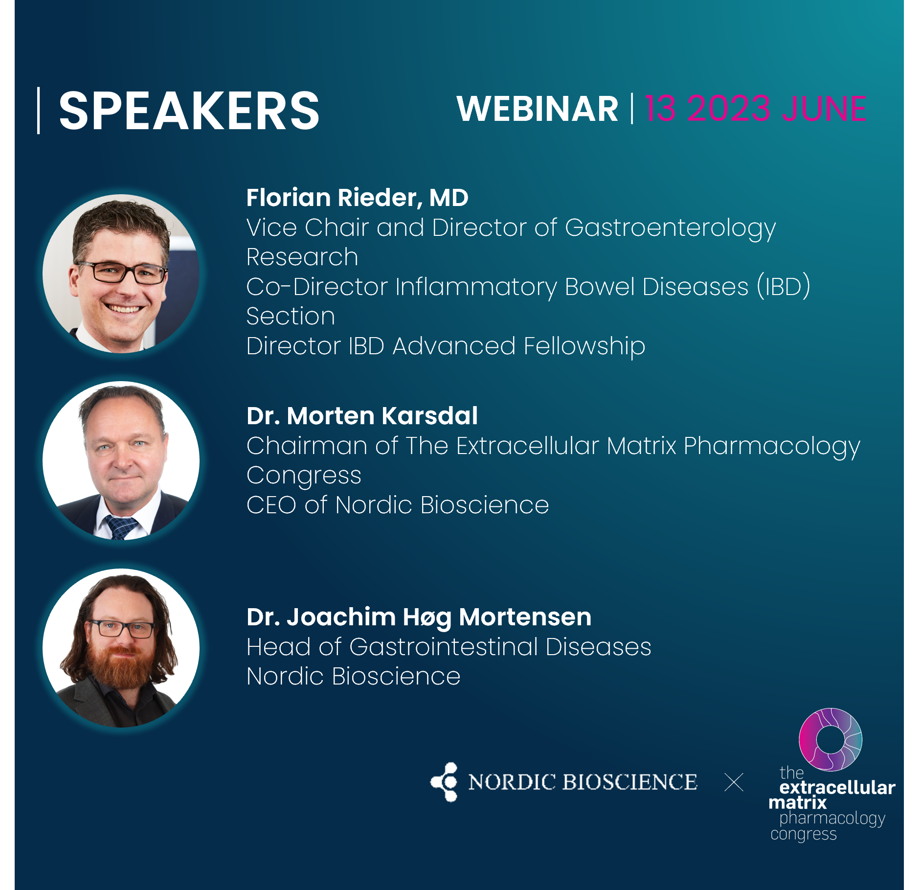 Speakers at the IBD focused webinar of the Extracellular Matrix Pharmacology Congress